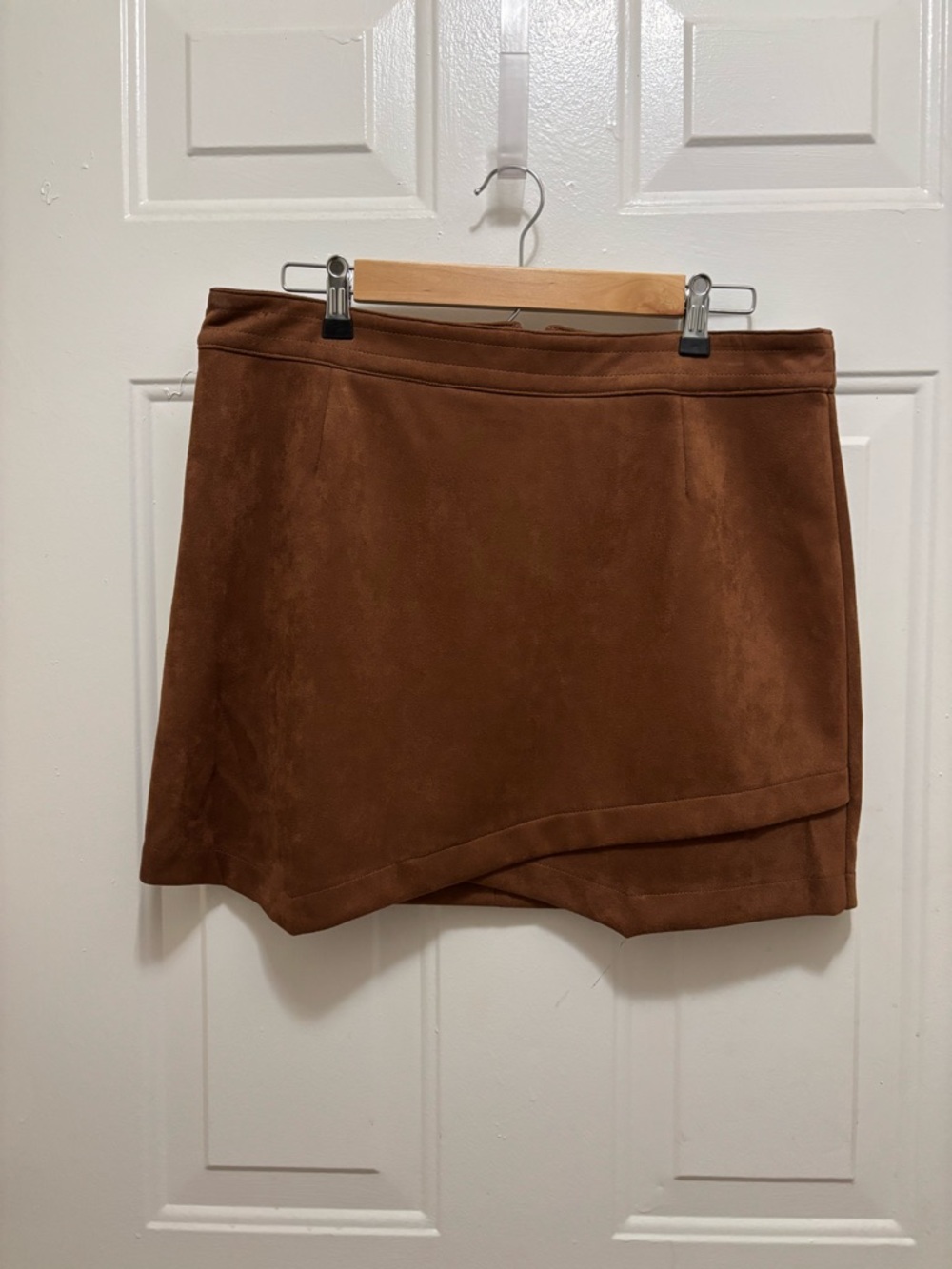 Steve Madden Brown Faux-Suede Asymmetrical Mini Skirt